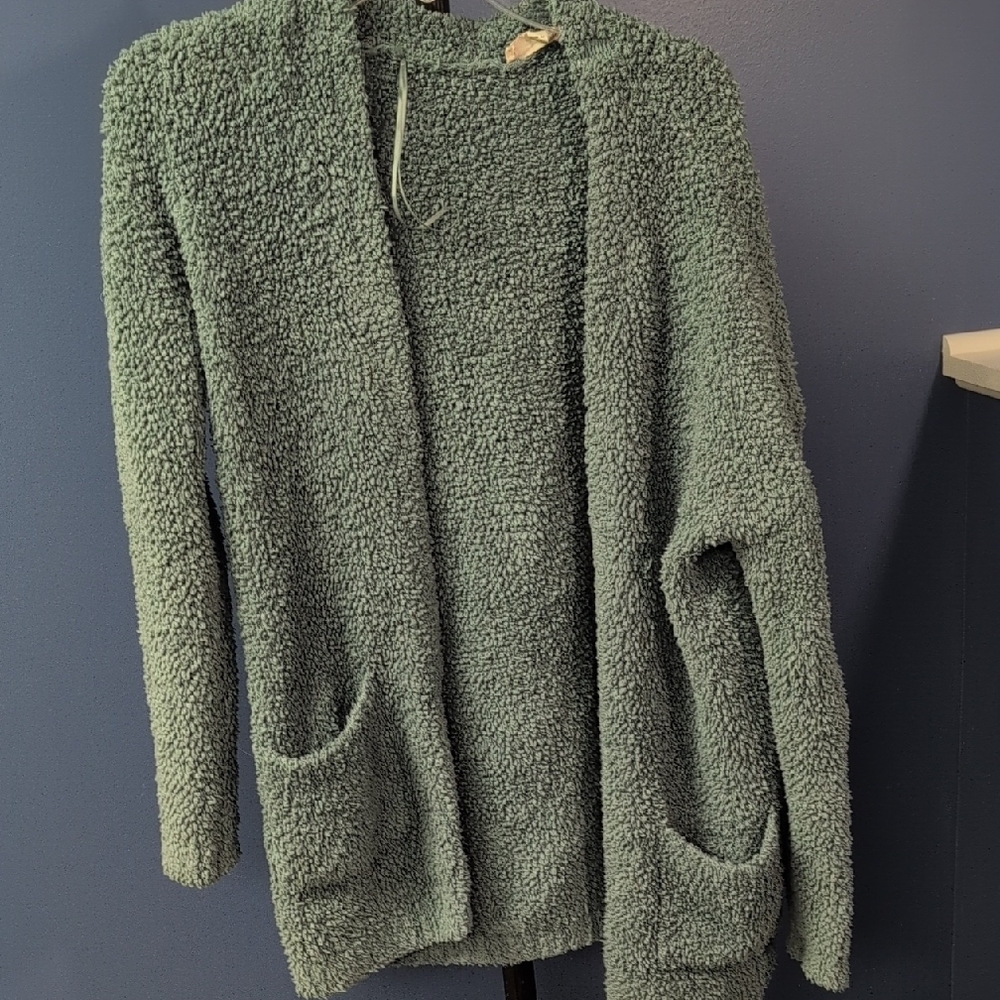 Pink Republic Olive Green Sherpa Open Cardigan